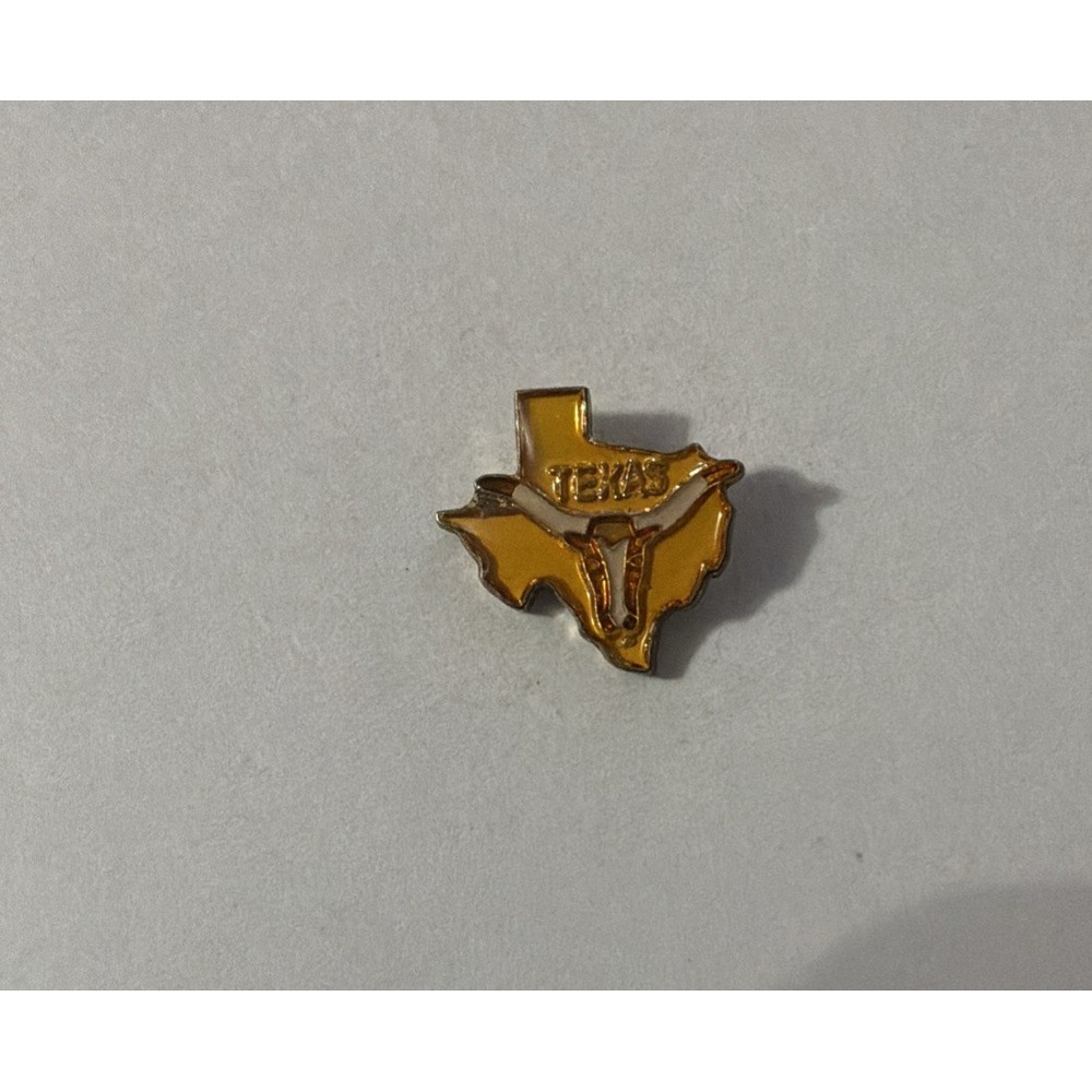 Texas Longhorns Enamel Lapel Pin Pinback Brooch Burnt Orange UT Austin Gold Tone